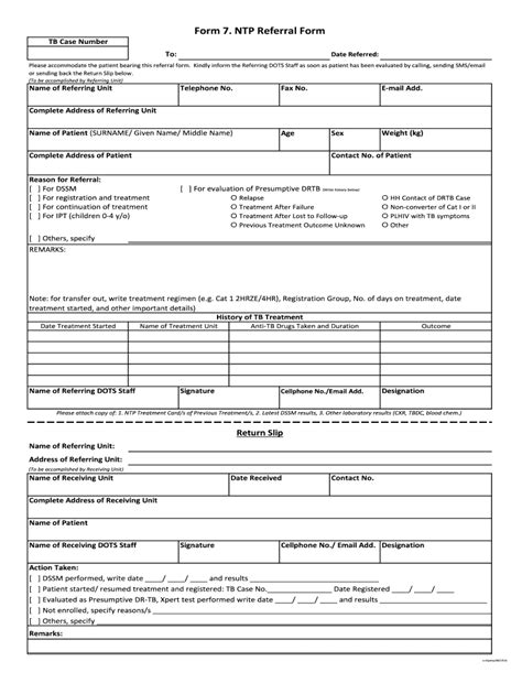 ntp form 7|National TB Control Program Form 7 .